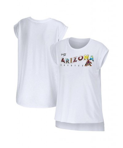 Women's White Arizona Coyotes Greetings From Muscle T-shirt White $29.49 Tops