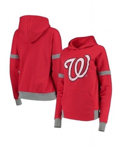 Women's Threads Red and Gray Washington Nationals Iconic Fleece Pullover Hoodie Red, Gray $34.50 Sweatshirts