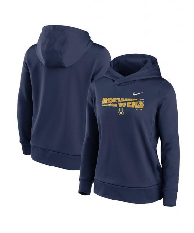 Women's Navy Milwaukee Brewers Club Angle Performance Pullover Hoodie Navy $49.49 Sweatshirts