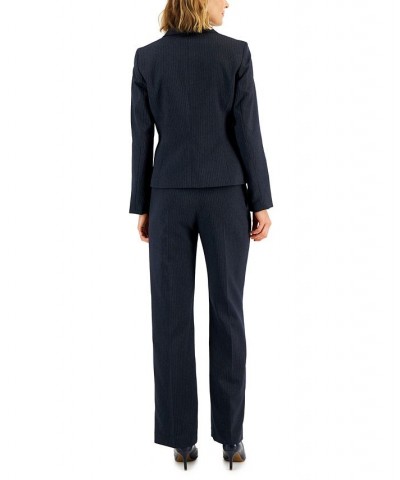 Women's Two-Button Pinstriped Pantsuit Regular & Petite Blue $45.00 Suits