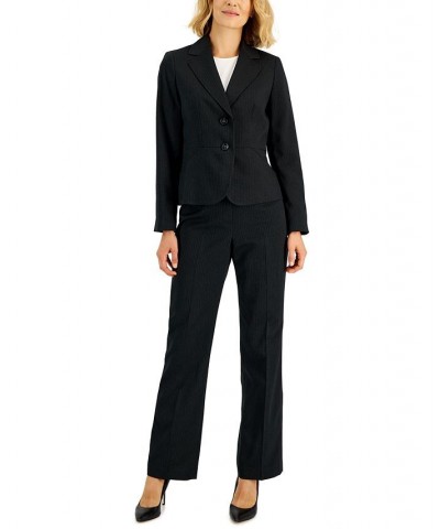 Women's Two-Button Pinstriped Pantsuit Regular & Petite Blue $45.00 Suits