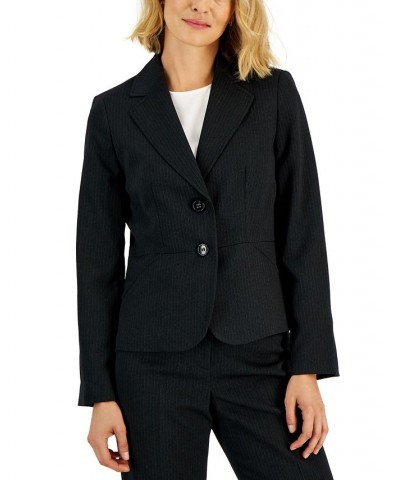 Women's Two-Button Pinstriped Pantsuit Regular & Petite Blue $45.00 Suits