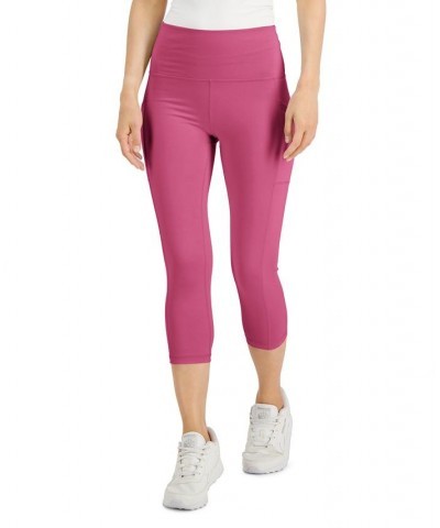 Women's Compression High-Rise Side-Pocket Cropped Leggings Regular & Petite Violet Quartz $14.17 Pants