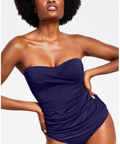 Twist-Front Ruched Tankini Top Navy $32.90 Swimsuits