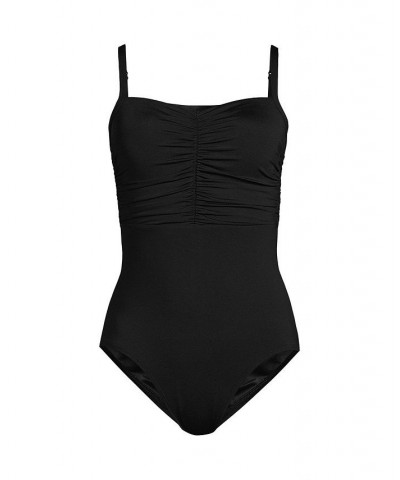 Women's Long Tummy Control Sweetheart One Piece Swimsuit with Adjustable Straps Black $53.88 Swimsuits