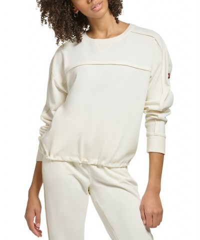 Women's French Terry Crewneck Sweatshirt Tan/Beige $17.89 Tops