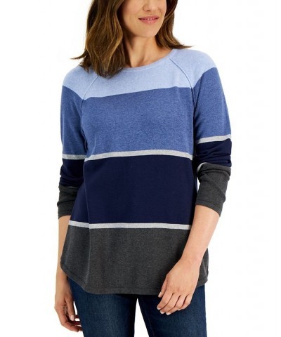 Women's Thea Cotton Colorblocked Sweater Purple $11.24 Sweaters