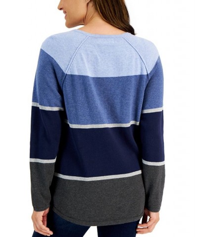 Women's Thea Cotton Colorblocked Sweater Purple $11.24 Sweaters