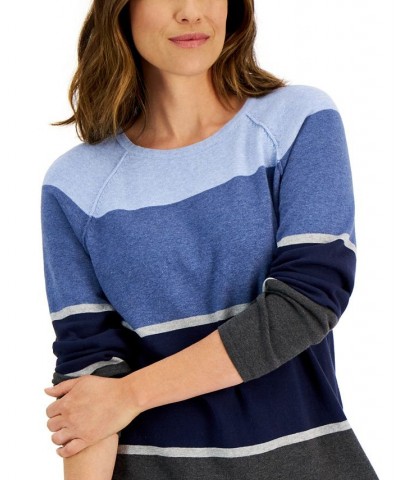 Women's Thea Cotton Colorblocked Sweater Purple $11.24 Sweaters