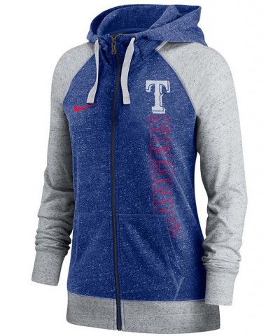 Women's Royal Texas Rangers In Pocket Gym Vintage-Like Full-Zip Hoodie Royal $42.39 Sweatshirts