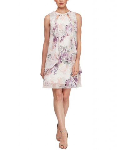 Embellished Cutout-Neck Dress White Floral $46.41 Dresses