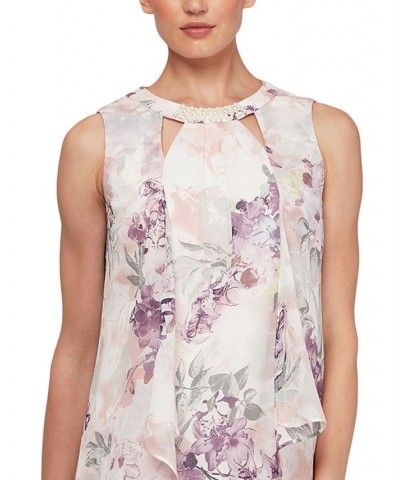 Embellished Cutout-Neck Dress White Floral $46.41 Dresses