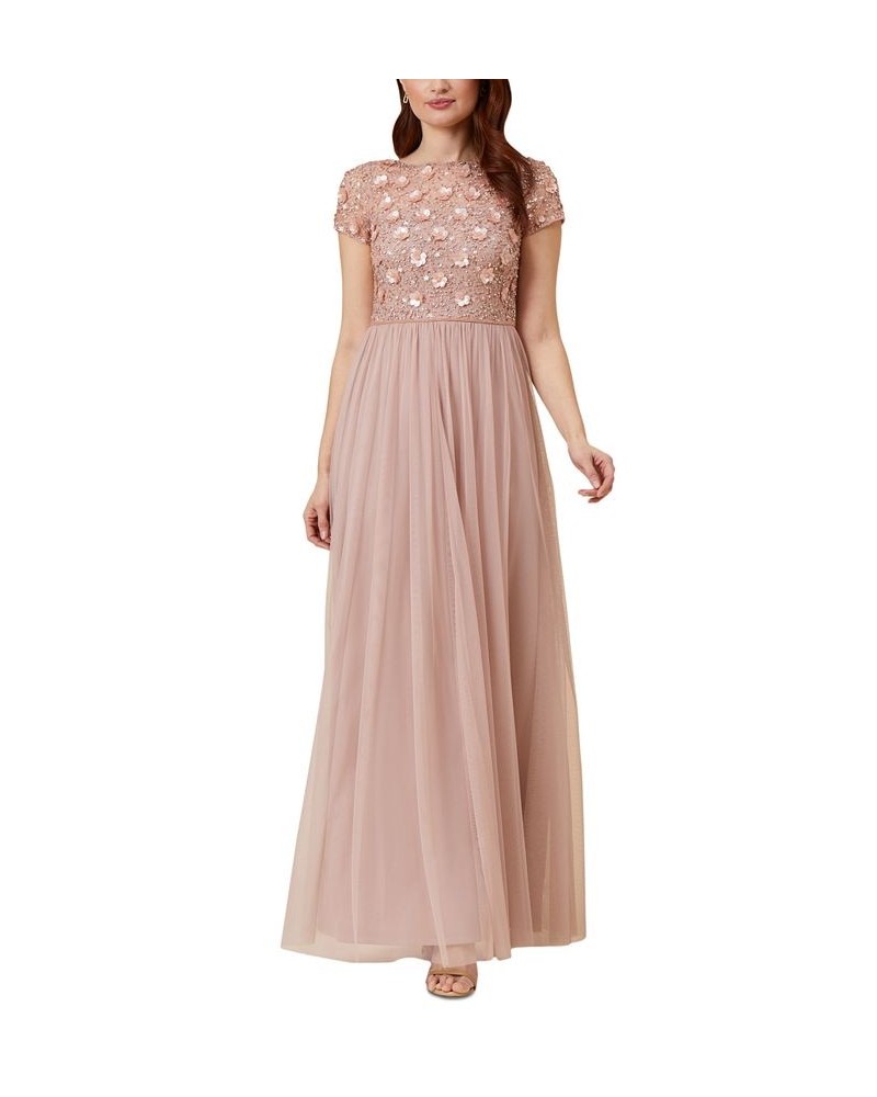 Beaded Chiffon Gown Pink $98.42 Jackets