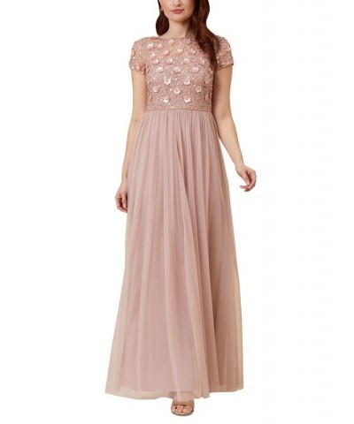 Beaded Chiffon Gown Pink $98.42 Jackets