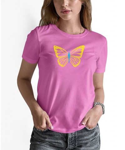 Women's Butterfly Word Art T-shirt Pink $15.75 Tops