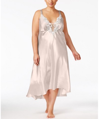 Plus Size Satin Stella Lingerie Nightgown Tan/Beige $16.00 Sleepwear