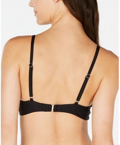 Pleated Underwire Bikini Top Black $39.00 Swimsuits