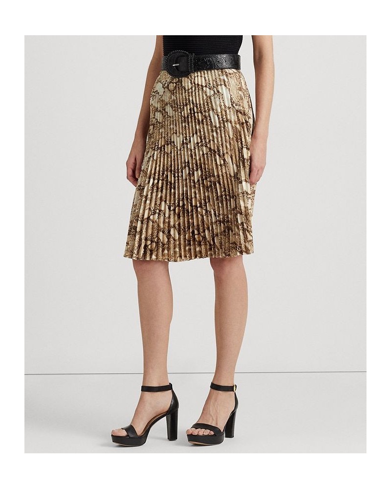 Petite Snakeskin Printed Sunburst Pleated Skirt White Multi $41.91 Skirts