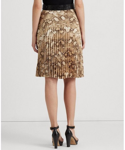 Petite Snakeskin Printed Sunburst Pleated Skirt White Multi $41.91 Skirts