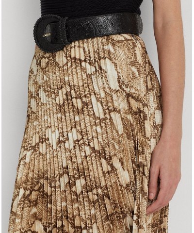 Petite Snakeskin Printed Sunburst Pleated Skirt White Multi $41.91 Skirts