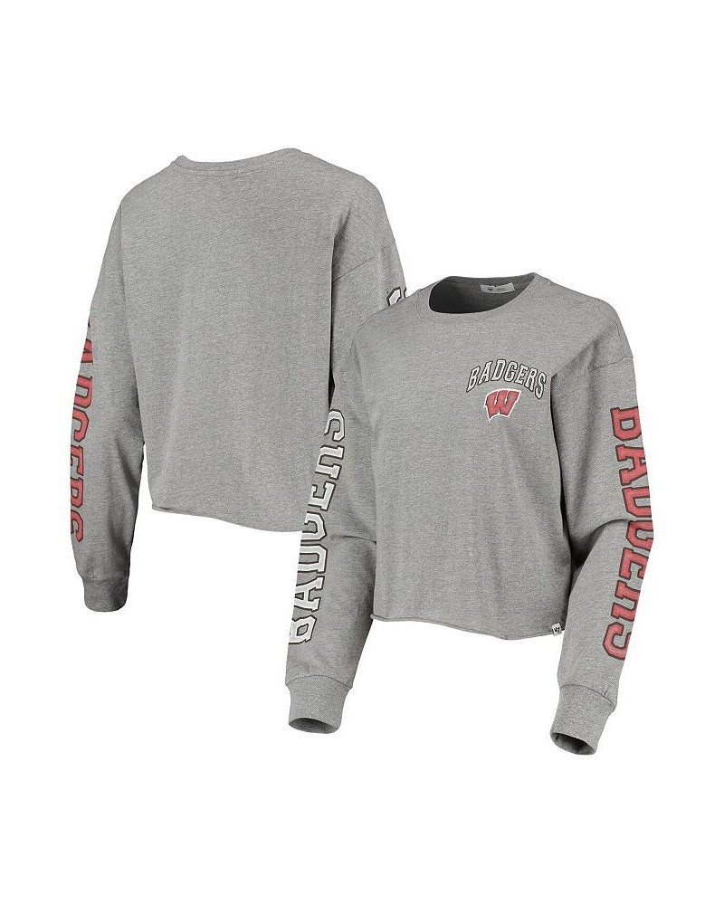 Women's Heathered Gray Wisconsin Badgers Ultra Max Parkway Long Sleeve Cropped T-shirt Heathered Gray $31.34 Tops