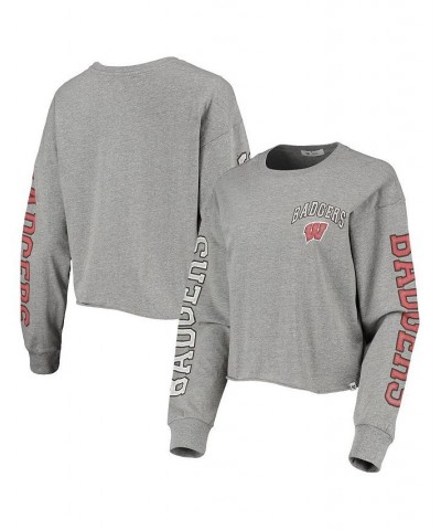 Women's Heathered Gray Wisconsin Badgers Ultra Max Parkway Long Sleeve Cropped T-shirt Heathered Gray $31.34 Tops