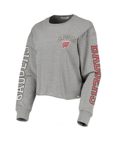 Women's Heathered Gray Wisconsin Badgers Ultra Max Parkway Long Sleeve Cropped T-shirt Heathered Gray $31.34 Tops