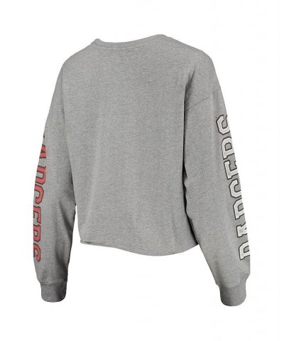 Women's Heathered Gray Wisconsin Badgers Ultra Max Parkway Long Sleeve Cropped T-shirt Heathered Gray $31.34 Tops