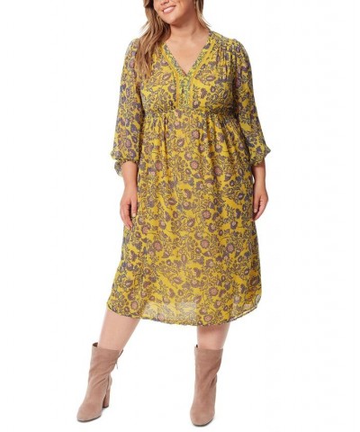 Trendy Plus Size Annalise V-Neck A-Line Dress Meso Botanicals $56.98 Dresses