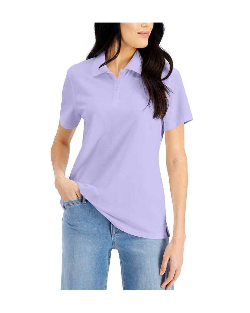 Cotton Short Sleeve Polo Shirt Bellflower $11.59 Tops