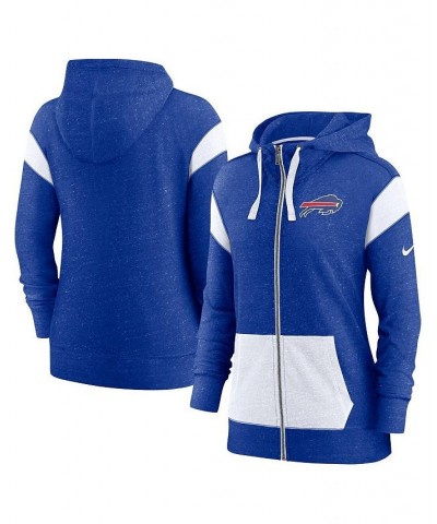 Women's Heathered Royal Heathered White Buffalo Bills Monaco Full-Zip Hoodie Blue $41.40 Sweatshirts