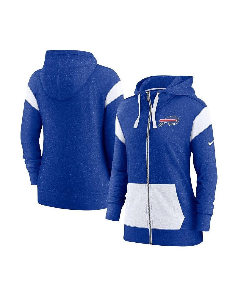 Women's Heathered Royal Heathered White Buffalo Bills Monaco Full-Zip Hoodie Blue $41.40 Sweatshirts