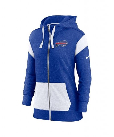 Women's Heathered Royal Heathered White Buffalo Bills Monaco Full-Zip Hoodie Blue $41.40 Sweatshirts