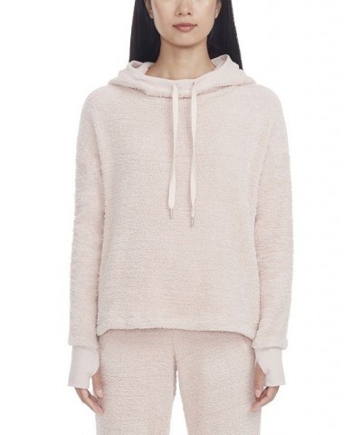 Women's Furry Knit Hoodie Top Pink $25.17 Sweatshirts