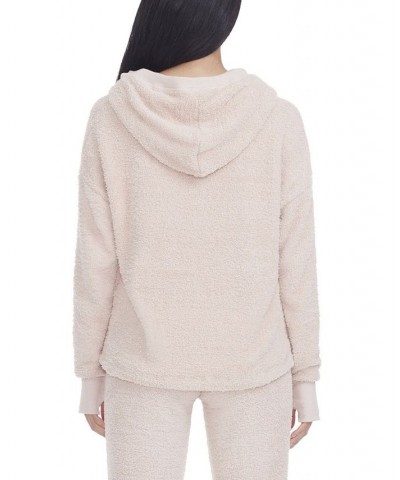 Women's Furry Knit Hoodie Top Pink $25.17 Sweatshirts