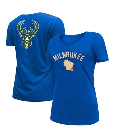 Women's Blue Milwaukee Bucks 2022/23 City Edition V-Neck T-shirt Blue $22.09 Tops