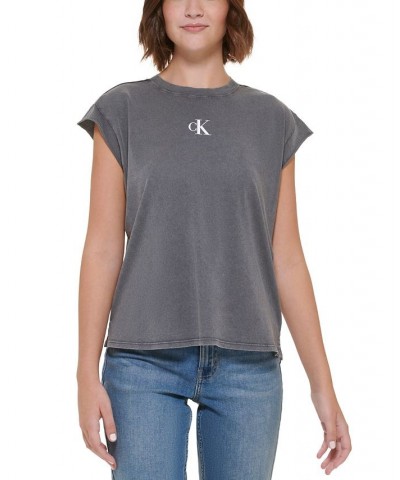 Women's Cotton Cap-Sleeve T-Shirt Brown $12.49 Tops