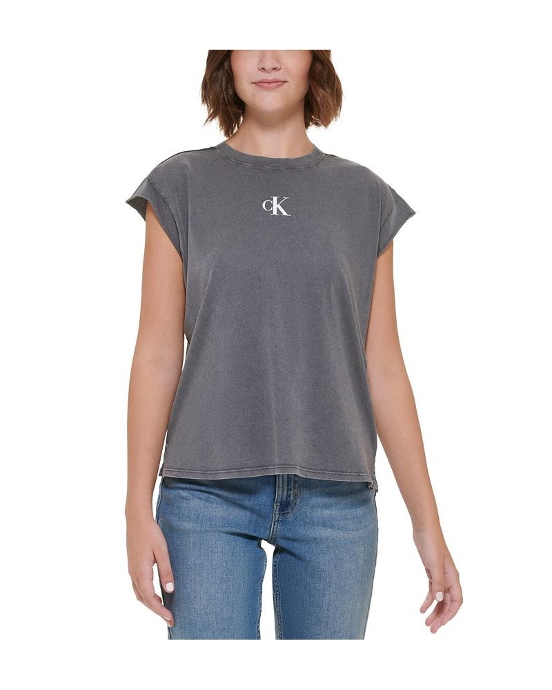 Women's Cotton Cap-Sleeve T-Shirt Brown $12.49 Tops