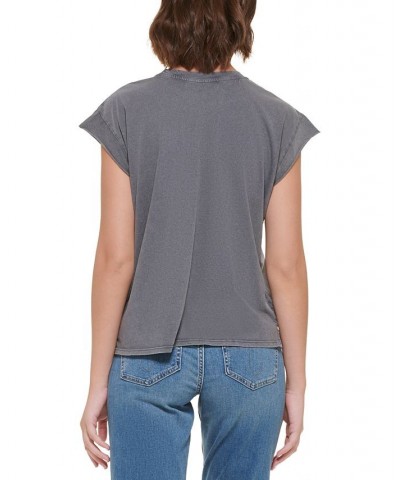 Women's Cotton Cap-Sleeve T-Shirt Brown $12.49 Tops