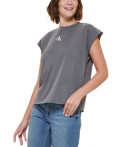 Women's Cotton Cap-Sleeve T-Shirt Brown $12.49 Tops