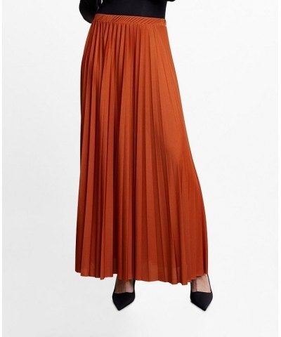 Women's Pleated Long Skirt Russet $45.89 Skirts