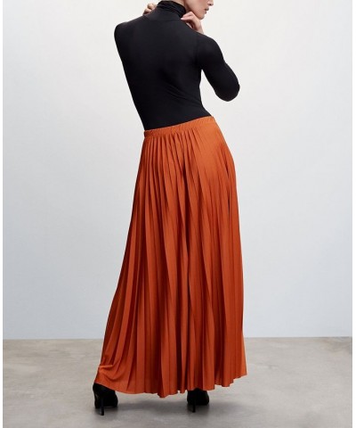 Women's Pleated Long Skirt Russet $45.89 Skirts