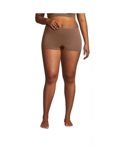 Women's Comfort Knit Mid Rise Boyshort Underwear - 2 Pack Brown $18.04 Panty