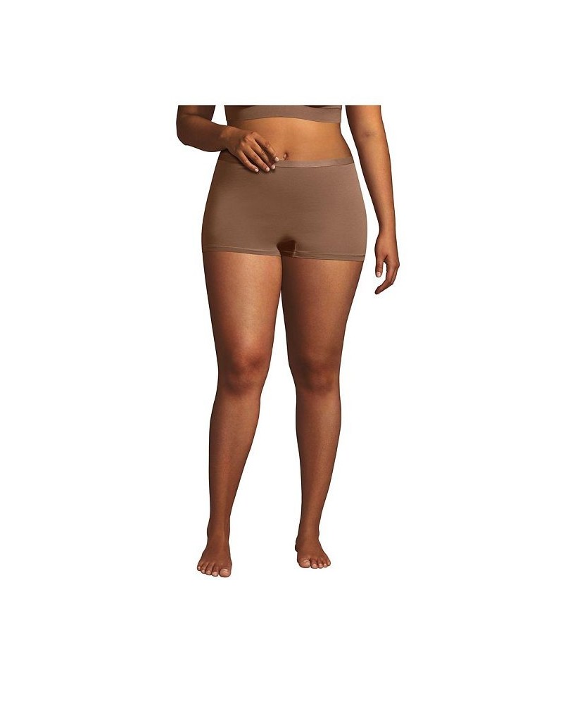 Women's Comfort Knit Mid Rise Boyshort Underwear - 2 Pack Brown $18.04 Panty