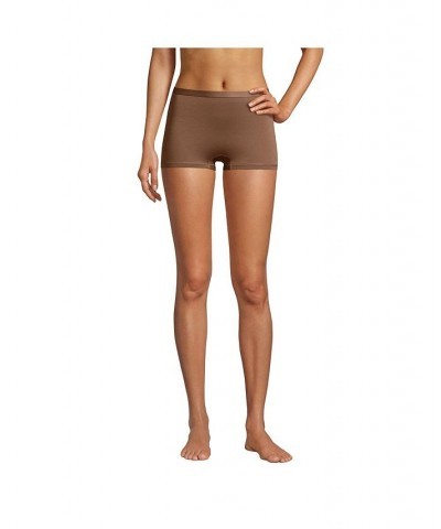 Women's Comfort Knit Mid Rise Boyshort Underwear - 2 Pack Brown $18.04 Panty