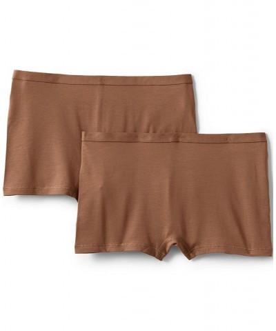 Women's Comfort Knit Mid Rise Boyshort Underwear - 2 Pack Brown $18.04 Panty