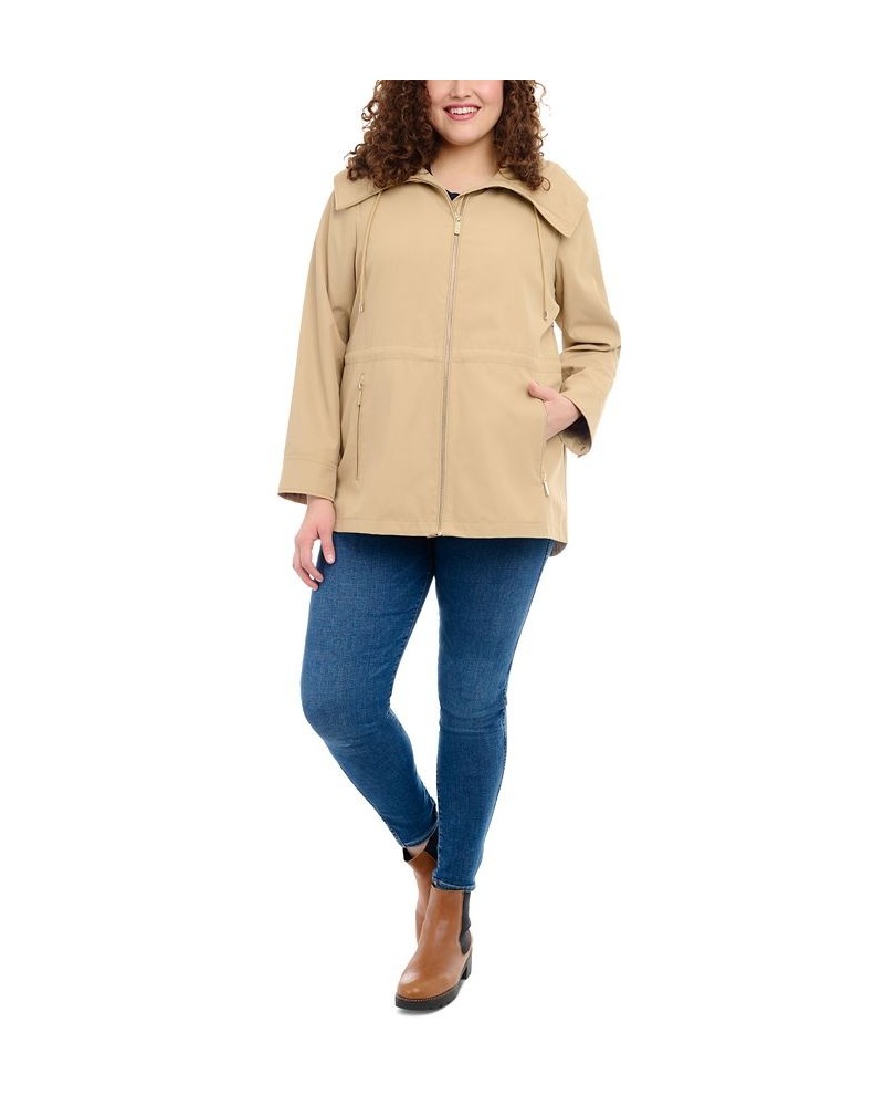 Women's Plus Size Hooded Anorak Raincoat Tan/Beige $59.20 Coats