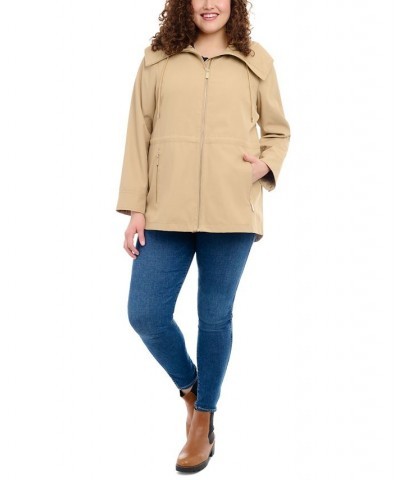 Women's Plus Size Hooded Anorak Raincoat Tan/Beige $59.20 Coats