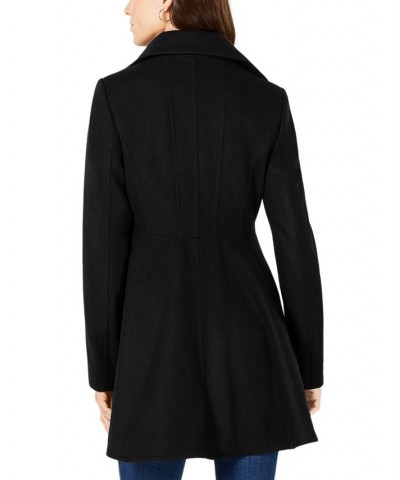 Women's Double-Breasted Skirted Coat Black $86.00 Coats