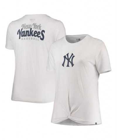 Women's White New York Yankees Plus Size 2-Hit Front Knot T-shirt White $20.68 Tops